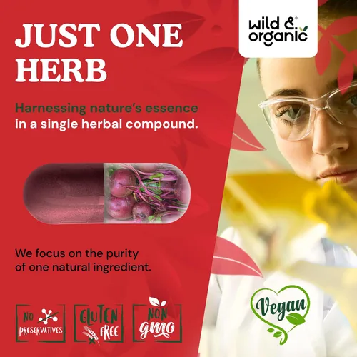 Miniatura 5 de Wild & Organic Cápsulas de raíz de remolacha de 8000 mg - Extracto de remolacha 20:1 - 120 cápsulas veganas - Extracto de pimienta negra para una