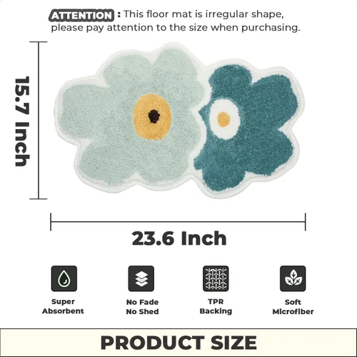 Miniatura 2 de Alfombra de baño floral súper absorbente y gruesa de microfibra antideslizante, lavable a máquina y lanuda para baño, dormitorio y sala de estar