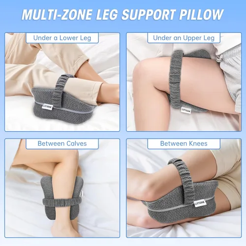 Miniatura 6 de Almohada de rodilla para personas que duermen de lado y alivio del dolor de ciática, almohada de espuma viscoelástica para piernas para dormir