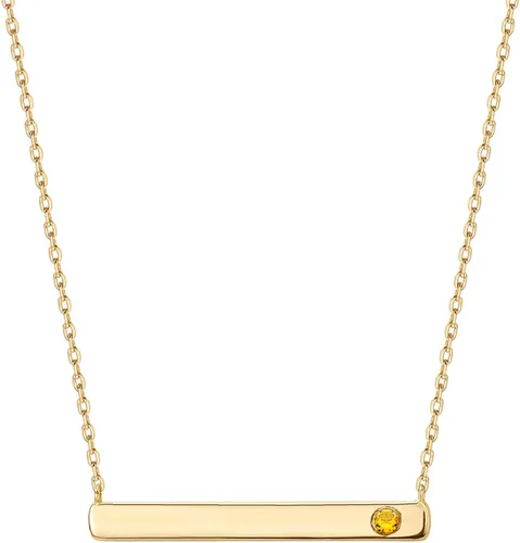 PAVOI 14K Gold Plated Crystal Birthstone Bar Necklace Dainty Necklace Gold Necklaces for Women