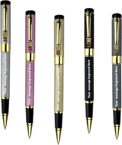 Miniatura 9 de Ancolo Bolígrafos clásicos de punta media personalizados, grabados con el nombre de tu mensaje, número de teléfono para diario y escritura