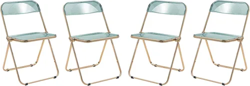 Miniatura 19 de LeisureMod Juego de 2 sillas plegables modernas de acrílico transparente Silla de escritorio con marco de metal dorado Cómoda silla decorativa