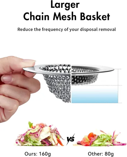 Miniatura 6 de Wokdada Revolucionario colador de drenaje para fregadero de cocina y tapón de fregadero/malla de cadena reversible patentada, limpieza sin esfuerzo