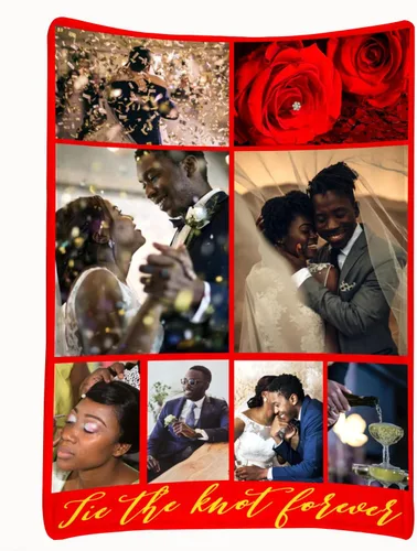Miniatura 8 de Manta personalizada para parejas con collage de fotos, manta personalizada para parejas, súper suave y acogedora para regalos del día de San
