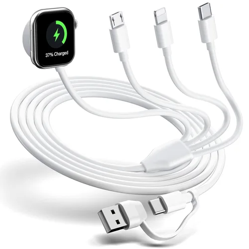 Cable de carga múltiple 4 en 2 para Apple Watch, cargador de teléfono y reloj 4 en 2, cargador de teléfono con iOSPorts/tipo C/puerto micro USB