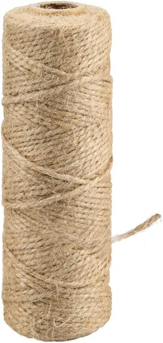 Cuerda de yute de 3 capas de 0.079 pulgadas de diámetro, cuerda de arpillera para jardinería, artes y manualidades o envoltura de regalos, natural