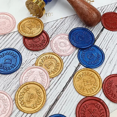 Miniatura 6 de 100 calcomanías adhesivas de sello de cera con letra A, hechas a mano, sin necesidad de sellar, rasgar y usar calcomanías de cera para invitaciones