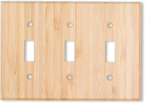 Miniatura 22 de 4 placas de interruptor de luz de palanca simple de madera maciza de 4.5 x 2.76 pulgadas, cubierta de interruptor de luz de bambú de calidad