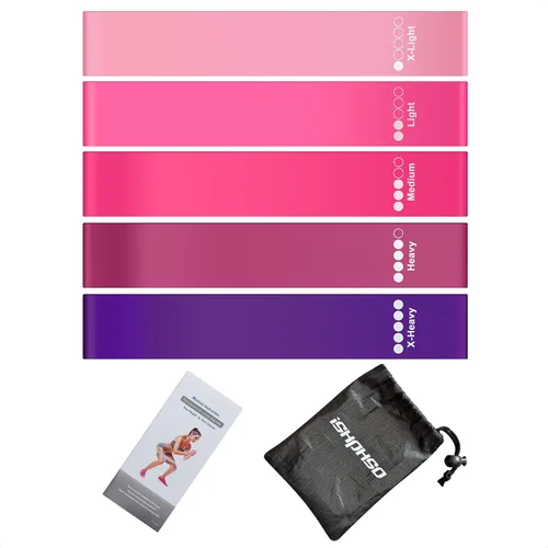 Bandas de resistencia, bandas de ejercicio ishphso bandas de resistencia para entrenamiento, bandas elásticas para mujeres, hombres, niños, pilates,