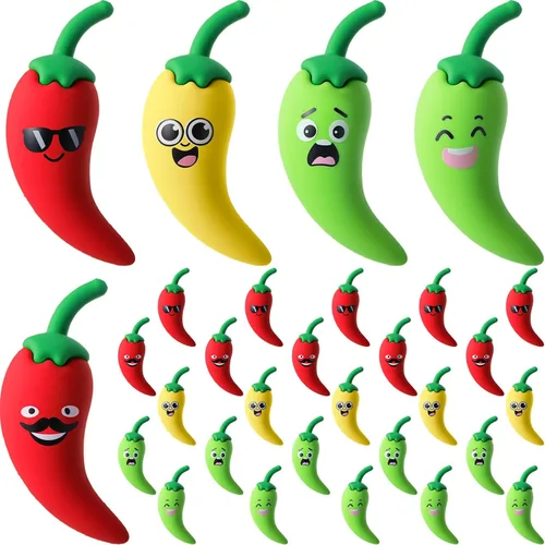 25 piezas de decoración de chile mini figuras de chile para pimientos, festivales, fiestas, pequeñas figuras de pimientos picantes falsos, pequeña
