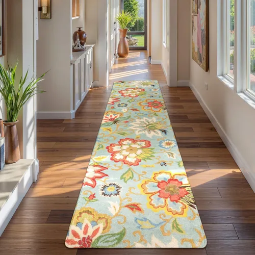 Miniatura 9 de Lahome - Tapete floral con estampado de cachemira, lavable, antideslizante, pequeño, anti-manchas, suave, para baño, entrada, dormitorio, Negro