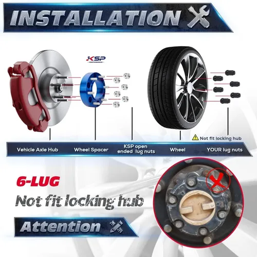 Miniatura 7 de KSP PERFORMANCE 25mm (1") Espaciadores de rueda Tacoma 6x5.5, separadores hubcentric 6x139.7 a 6x139.7 compatibles con Toyota 4Runner FJ Cruiser Azul