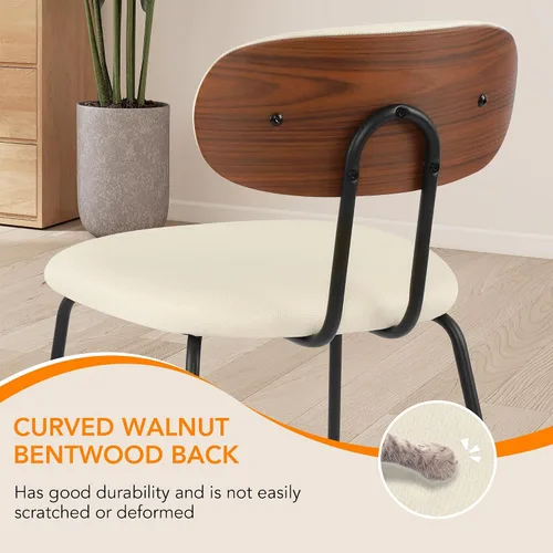 Miniatura 3 de LSSPAID Juego de 2 taburetes de bar de 25.6 pulgadas de altura de mostrador con patas de metal curvadas de madera curvada de nogal, taburetes de bar