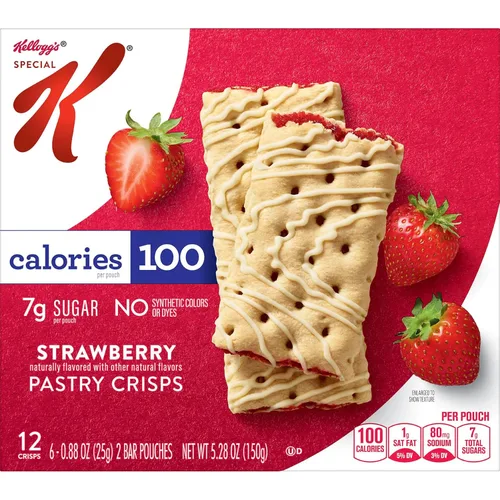 Miniatura 8 de Special K Patatas fritas de pastelería, barras de desayuno, aperitivos de 100 calorías, fresa (8 cajas, 96 patatas fritas)