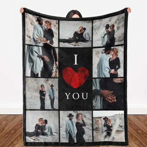 Manta personalizada regalo conmemorativo con collage de texto fotográfico: fabricada en Estados Unidos, 10 fotos, manta personalizada con mis