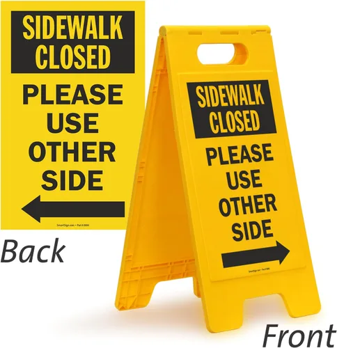 Miniatura 2 de SmartSign Letrero plegable de dos caras con texto en inglés "Sidewalk Closed - Please Use Other Side with Right Arrow", de 25 x 12 pulgadas