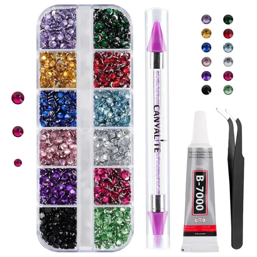 Canvalite 5000 diamantes de imitación de resina para manualidades con pegamento de joyería B7000 de 0.3 fl oz, 1 caja de cristales de diamante