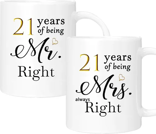 Miniatura 12 de Juego de 2 Tazas de Café del 11º Aniversario, Regalos de Boda del 11º Año Decoraciones de Aniversario para Parejas Padres Hombres Mujeres Marido