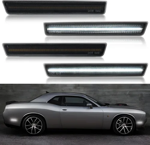 Miniatura 8 de R&F Auto 4 piezas de luces LED de marcador lateral compatibles con Challenger 2008-2014, lámparas de parachoques delanteras y traseras, lámparas