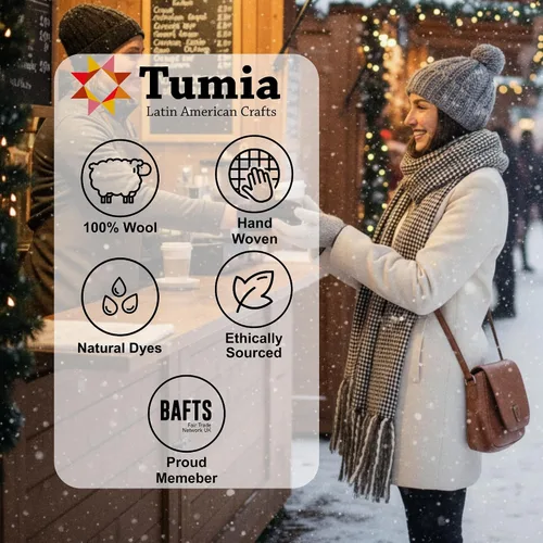 Miniatura 27 de Tumia LAC - Bufanda de lujo extra larga gruesa a rayas - Hecho a mano y muy cálido - Unisex