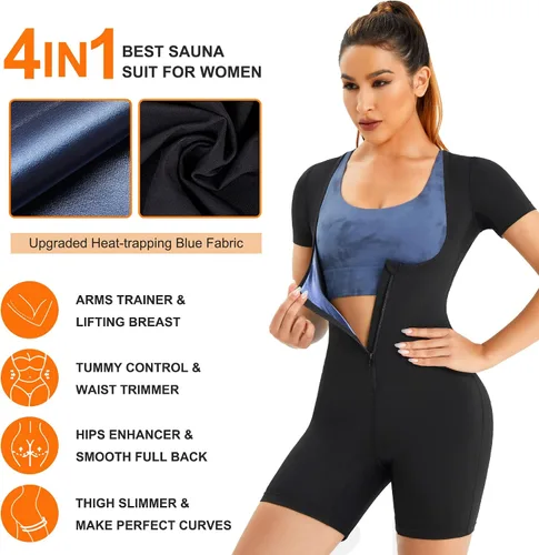 Miniatura 3 de URSEXYLY Traje de sauna para mujer, chaleco de sudor, entrenador de cintura, 3 en 1, adelgazante, moldeador de cuerpo completo, parte superior