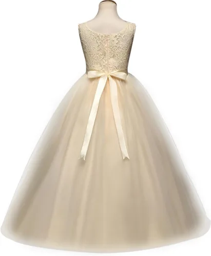 Miniatura 4 de Vestido Yaphyee largo, de princesa, con flores, formal, para boda, dama de honor, para fiesta, para niña