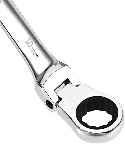 Miniatura 4 de uxcell Llave combinada de trinquete de cabeza flexible de 0.394 in métrica 72 dientes 12 puntos trinquete caja terminada herramientas de llave