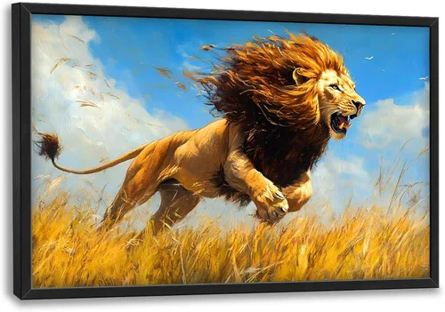 Miniatura 117 de Cuadros Grandes Enmarcados Arte de Pared para Sala de Estar, Lobos del Bosque Decoración de Pared de Gran Tamaño Lobo Animal Impresión en Lienzo