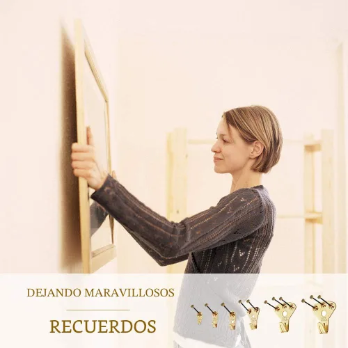 Miniatura 9 de Kit de 125 piezas para colgar cuadros resistentes con clavos para madera/paneles de yeso - Colgadores profesionales para lienzo, cuadros de oficina