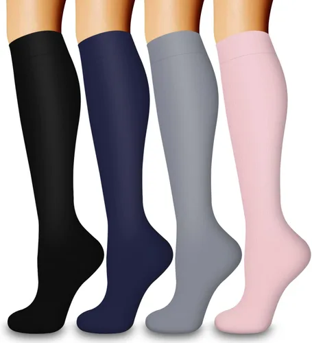 Miniatura 7 de COOLOVER 4 Pairs Compression Socks for Women & Men Circulation 15-20mmHg -Best Support for Nursing, Athletic, Cycling, Flight