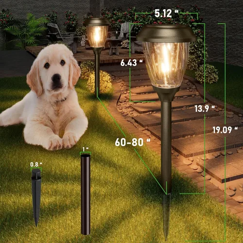 Miniatura 9 de XMCOSY+ Luces solares de camino para exteriores, luces solares de vidrio blanco cálido de 10/25 lm para patio y pasarela, iluminación de paisaje