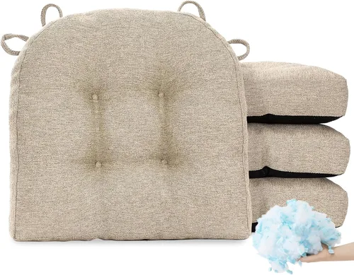 Tromlycs Cojines para Sillas de Comedor Cocina Cojines de Asiento Habitación Juego de 4 Almohadillas con Lazos Interior Antideslizante Oficina 18 x