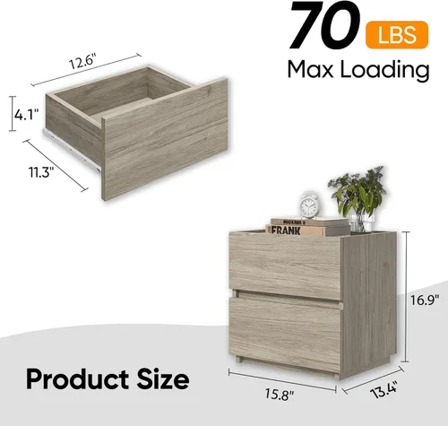 Miniatura 3 de furtble Cómoda apilable de 2 cajones, cubo de almacenamiento multiusos para dormitorio, armario de almacenamiento de estilo rústico para entrada