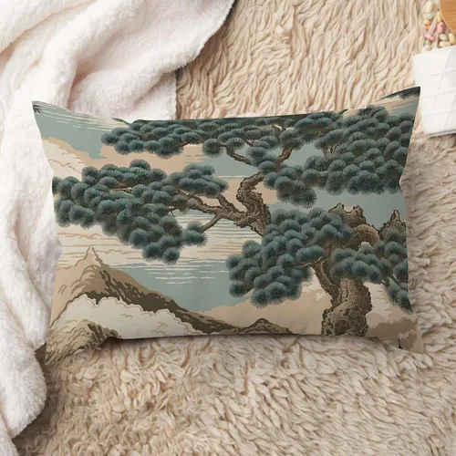 Miniatura 41 de ArogGeld Funda de cojín lumbar asiática de estilo chinoiserie, de lino marrón, pájaro y flor, funda de almohada asiática para sala de estar, A-6