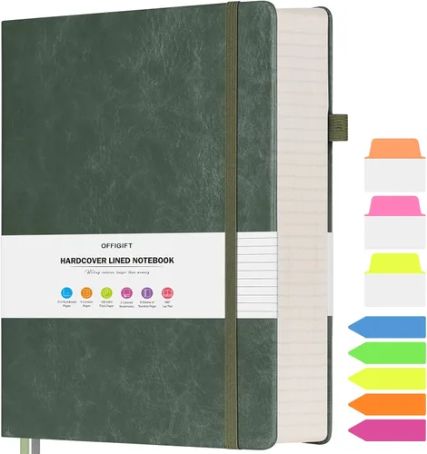 Miniatura 20 de Cuaderno rayado, cuaderno grande A5 con rayas universitarias, cuaderno de trabajo de 312 páginas numeradas con calcomanías de índice, papel grueso