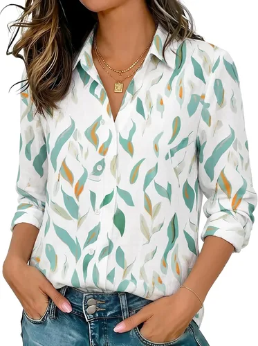 Miniatura 9 de Camisas elásticas suaves sin arrugas con botones para mujer, tops transpirables que absorben la humedad para vestir casual de trabajo