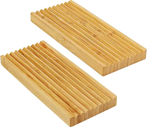 Miniatura 7 de Jabonera de bambú – Protector de jabón – Jabonera de madera de bambú natural con bandeja de drenaje para ducha, baño, bañera y cocina, prolonga