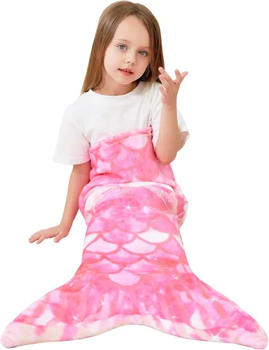Miniatura 12 de Viviland Manta de cola de sirena – Manta de felpa de sirena para niñas, para todas las estaciones, manta de franela suave para acurrucarse, saco