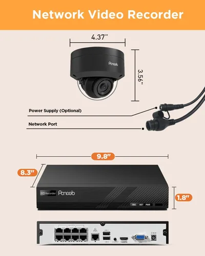 Miniatura 7 de Sistema de cámara de seguridad PoE, 6 cámaras domo IP PoE con cable de 5MP IK10 a prueba de vandalismo al aire libre con detección de persona, IP66