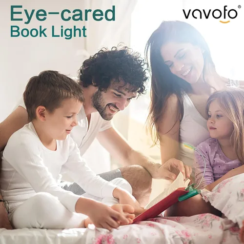 Miniatura 6 de VAVOFO - Luz de lectura recargable para libros en la cama para niños, 7 LEDS con luz blanca cálida de 9 niveles, lámpara de cuidado de ojos con Verde