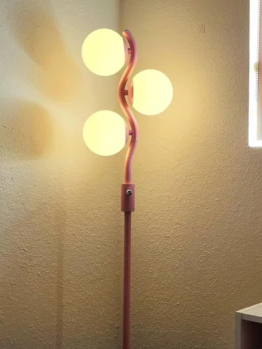Miniatura 9 de Lightdot Lámpara de pie rosa regulable de 60 pulgadas, lámparas de pie de mediados de siglo con 3 bombillas G9 de 3000 K de color blanco cálido, 3