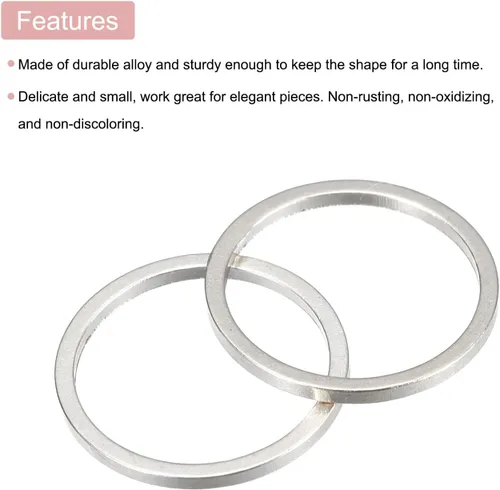 Miniatura 4 de MECCANIXITY Aretes redondos con cuentas, anillos de eslabones circulares para hacer joyas Tono plateado