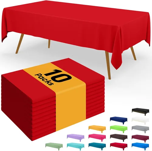 Miniatura 97 de Smiry - Juego de 6 manteles desechables, 54 x 78 pulgadas, manteles impermeables rectangulares para fiestas, cubierta de mesa de plástico