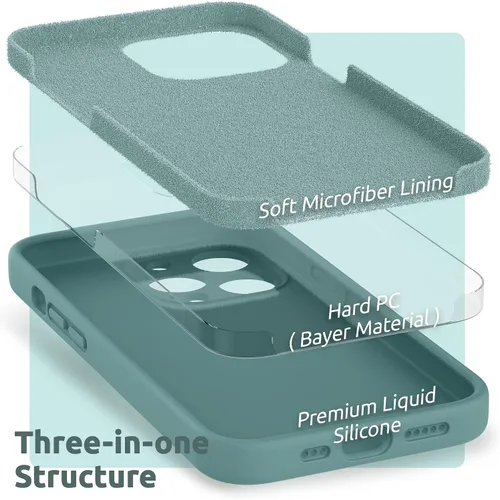 Miniatura 5 de SURPHY Funda para iPhone 13 Pro con protector de pantalla, fundas de silicona líquida para iPhone 13 Pro