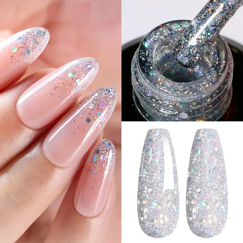 Miniatura 106 de Beetles - Esmalte de uñas de gel verde luminoso que brilla en la oscuridad, esmalte de uñas de gel que se absorbe con lámpara LED UV, arte de uñas