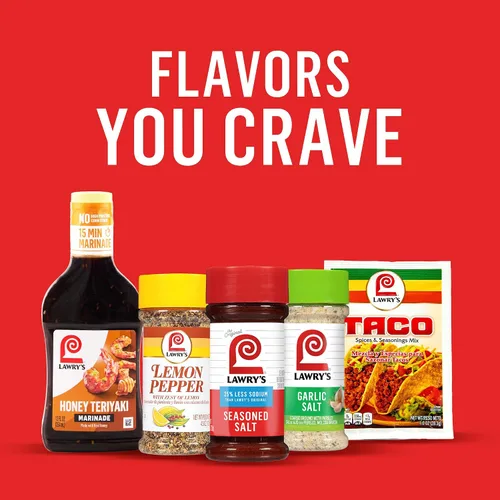 Miniatura 22 de Lawry's Sal sazonada, 25% menos de sodio, sin MSG añadido, certificado Kosher, básico, versátil, condimento multiusos para agitar en carne de res