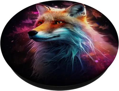 Miniatura 2 de Retrato de zorro abstracto PopSockets Estándar PopGrip