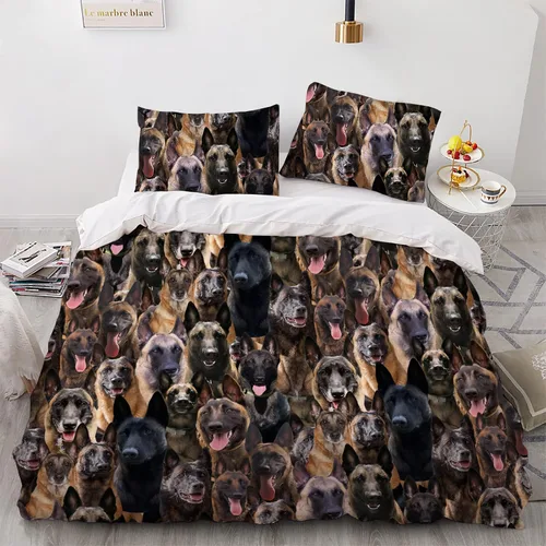 Miniatura 5 de Airedale Terrier - Juego de funda de edredón con estampado de cara de perro, juego de ropa de cama de 3 piezas, juego de funda de edredón suave