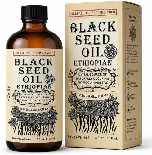 Miniatura 10 de Aceite de semilla negra etíope de 16 onzas – Nigella sativa prensada en frío Aceite de semilla de comino negro de alta timoquinona al 3.45%