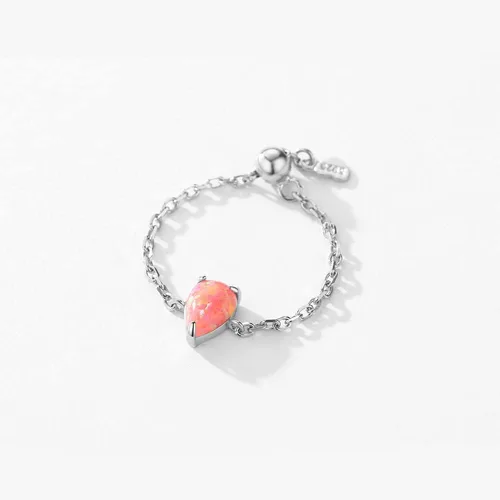 Miniatura 4 de Anillo de corazón de ópalo para mujer, plata de ley 925, ajustable, anillo de compromiso de amor, corazón, anillos de promesa, anillos colgantes
